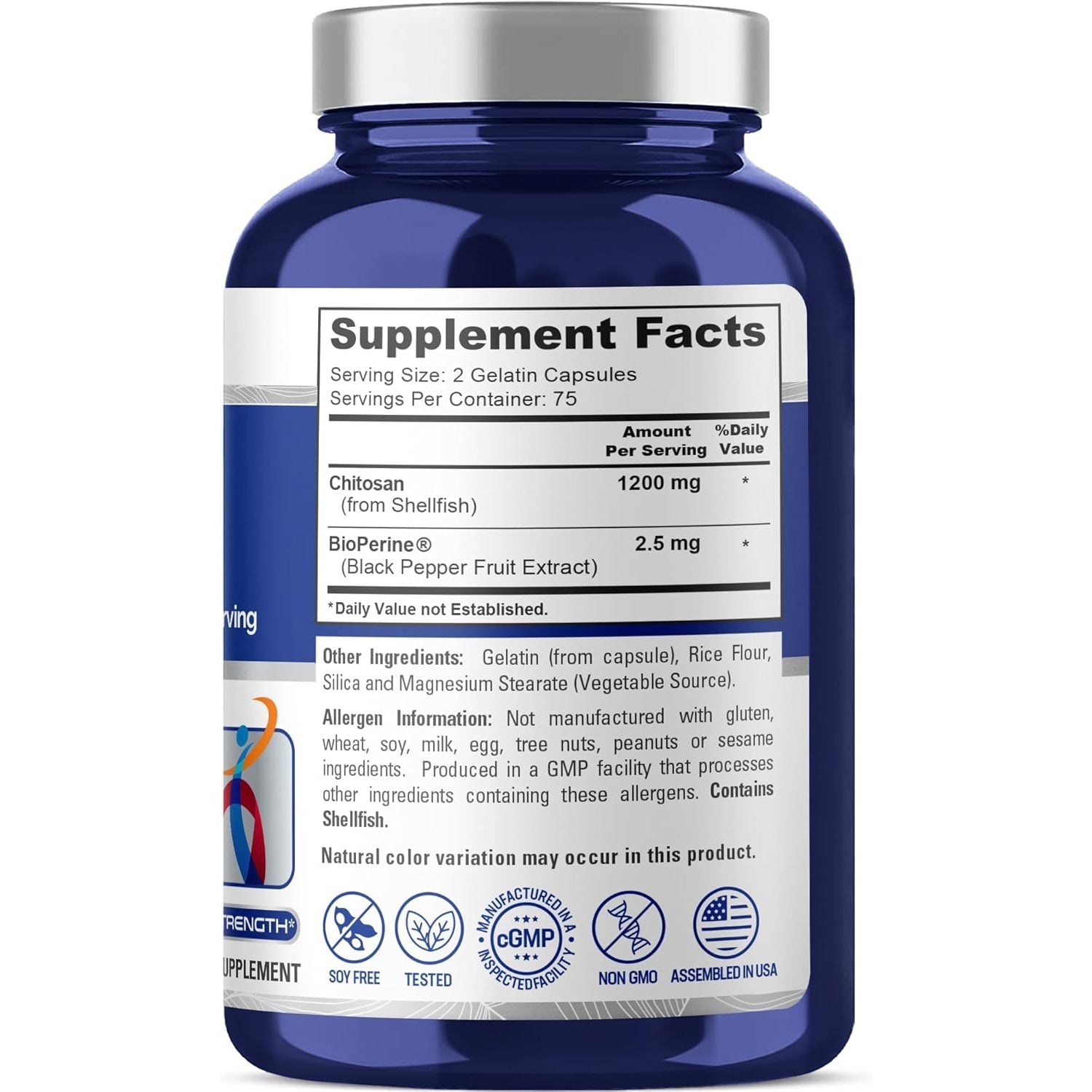 Nusapure Chitosan 1200Mg 150 Caps (Non-Gmo & Soyfree) with Bioperine