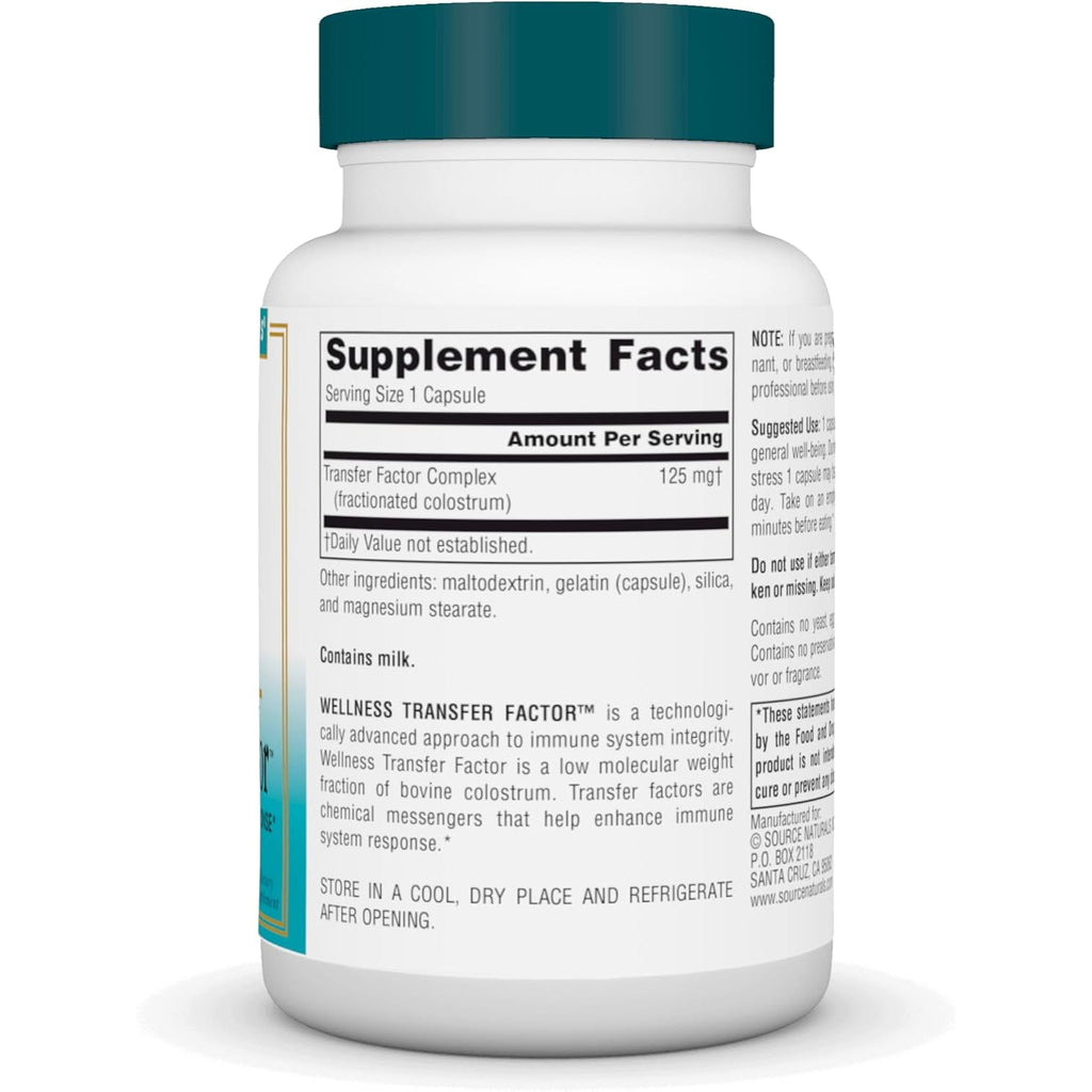 Source Naturals Wellness Transfer Factor, Supports Immune System Response* 125Mg, 60 Capsules