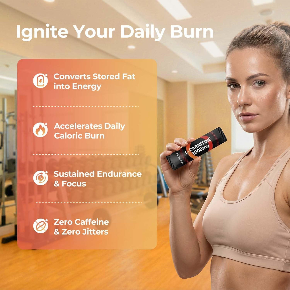 Oxyenergy Liquid L-Carnitine Supplement 1000Mg - Gentle for Daily Use, Zero Calorie, Sugar-Free, Stim-Free Fat Burning & Endurance Booster, 21 On-The-Go Individual Liquid Sticks