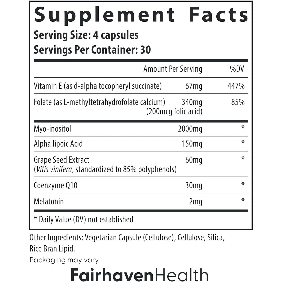 Fairhaven Health Ovaboost Fertility Supplements for Women | Conception for Her Support Ovulation & Egg Quality with Myo-Inositol & Folate | Prenatal Vitamin Natural Fertility Support | 120 Capsules