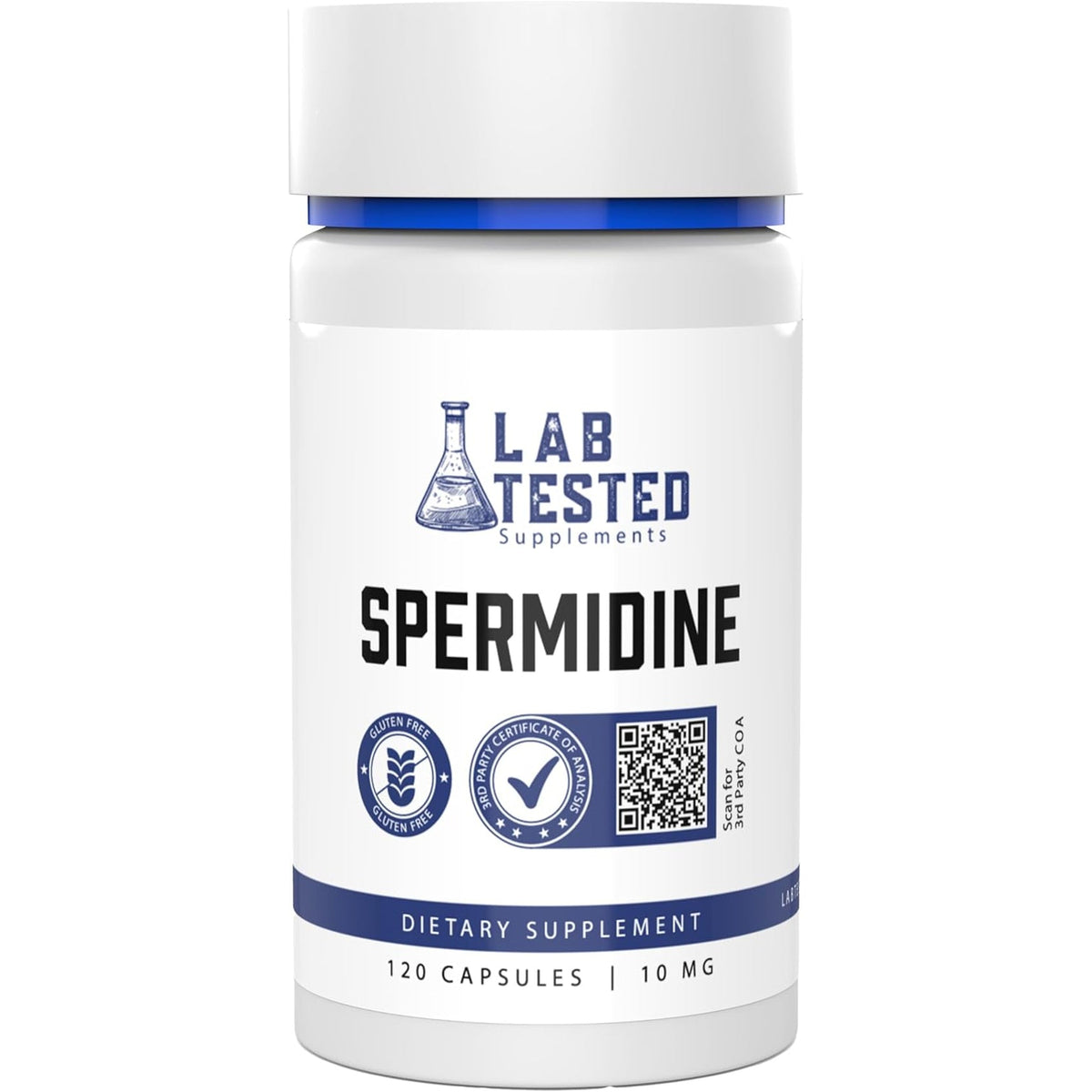 Spermidine 3HCL Supplement - 120 10Mg Capsules - 3Rd Party Coa'S Provided with Every Lot# - Spermidine Trihydrochloride
