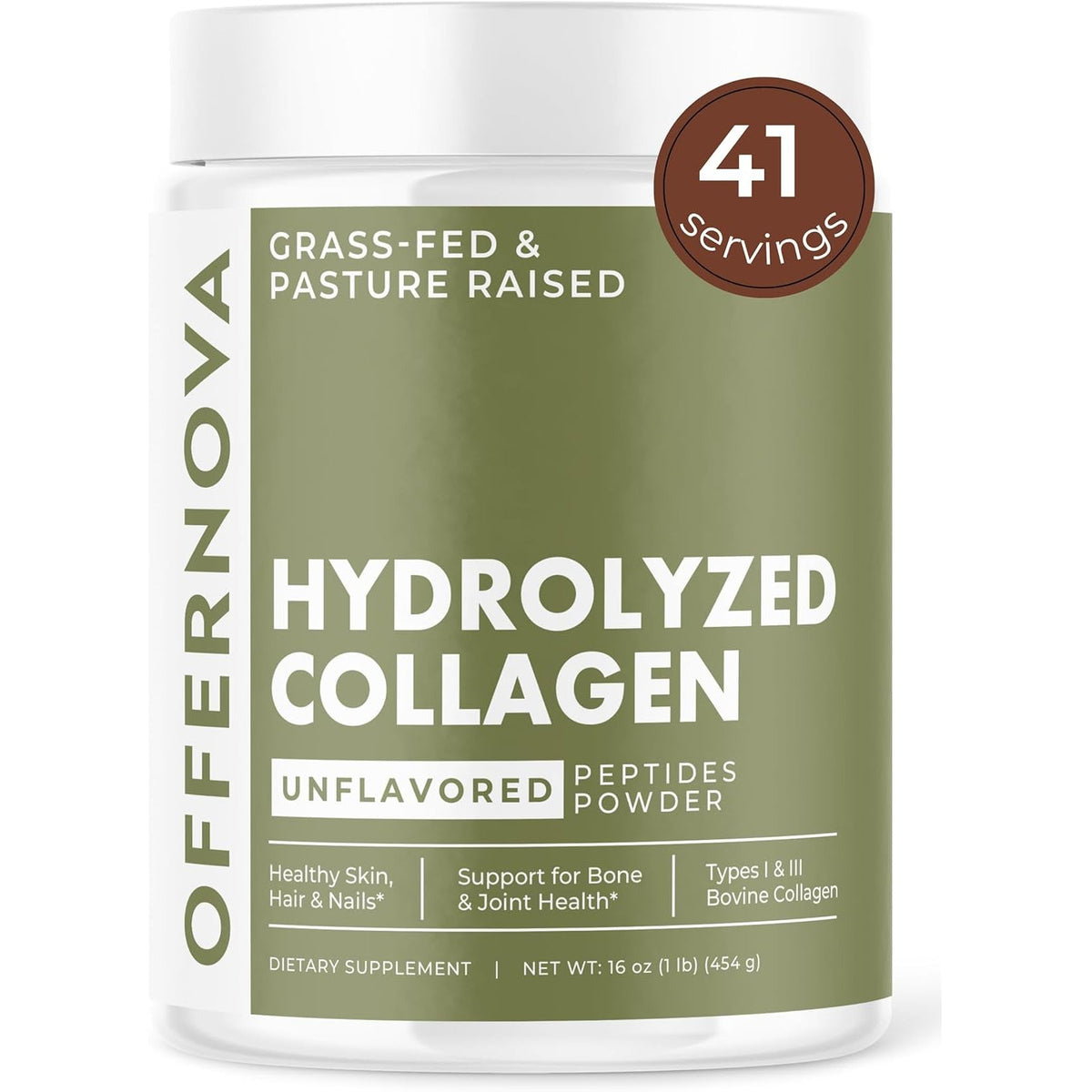 Hydrolyzed Collagen Peptides Powder - 100% Pure, Grass Fed & Unflavored for Women & Men – for Healthy Bones, Joints, Hair & Skin – Colageno Hidrolizado En Polvo Piel, Cabello Y Articulaciones