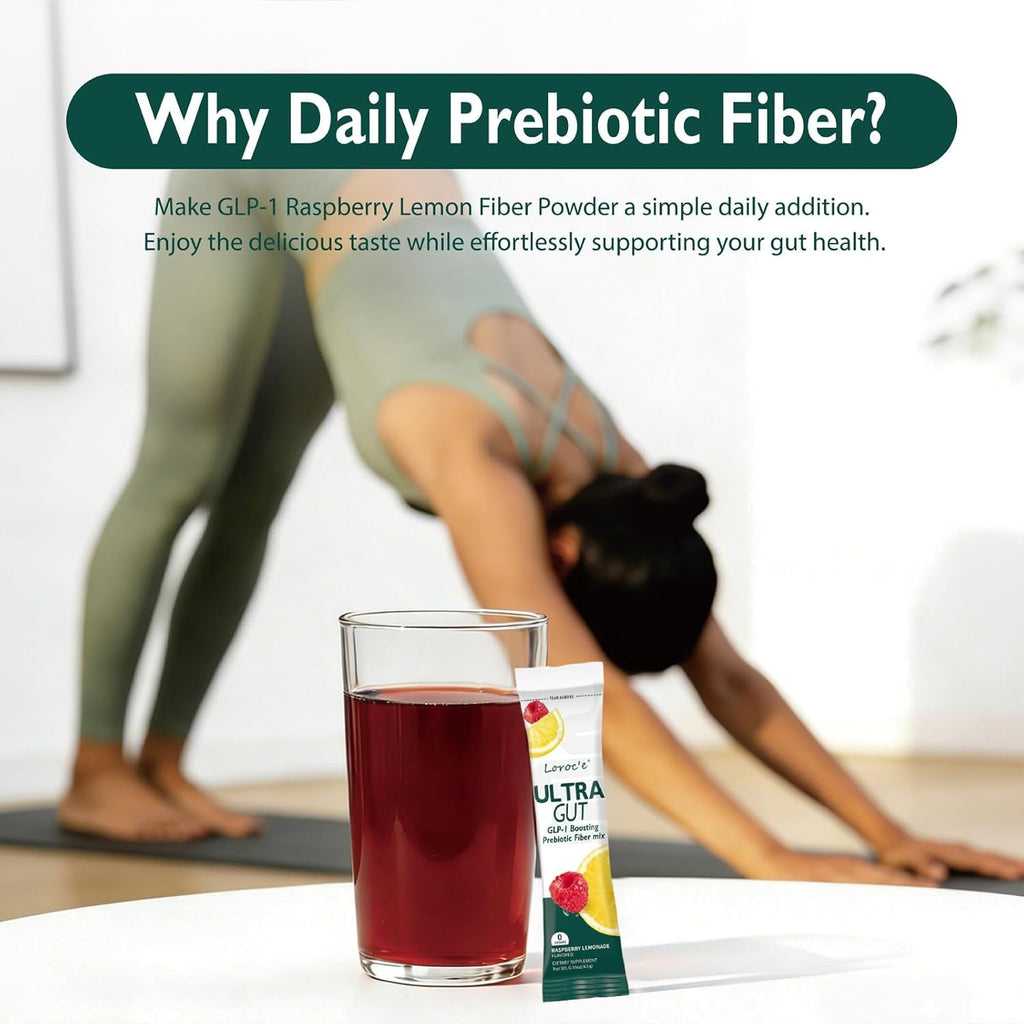 Ultragut GLP-1 Booster Fiber Mix Drink, Cortisol Reducer & Sleep Aid, for Weight Loss & Gut Health - with Prebiotics, Magnesium Glycinate, L-Theanine, Ashwagandha, Vitamin D, No Sugar, 30 Servings