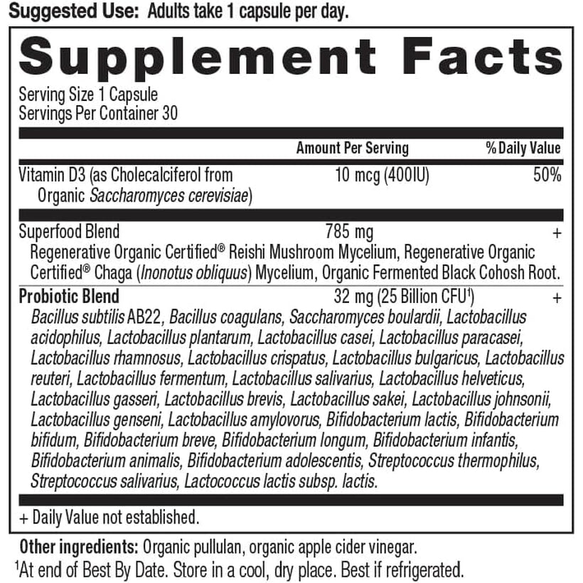 Ancient Nutrition Regenerative Organic Certified Probiotics for Women 50+, Probiotics Women’S 50+ Once Daily, Healthy Digestion and Immune System Support, 25 Billion Cfus* per Serving, 30 Count