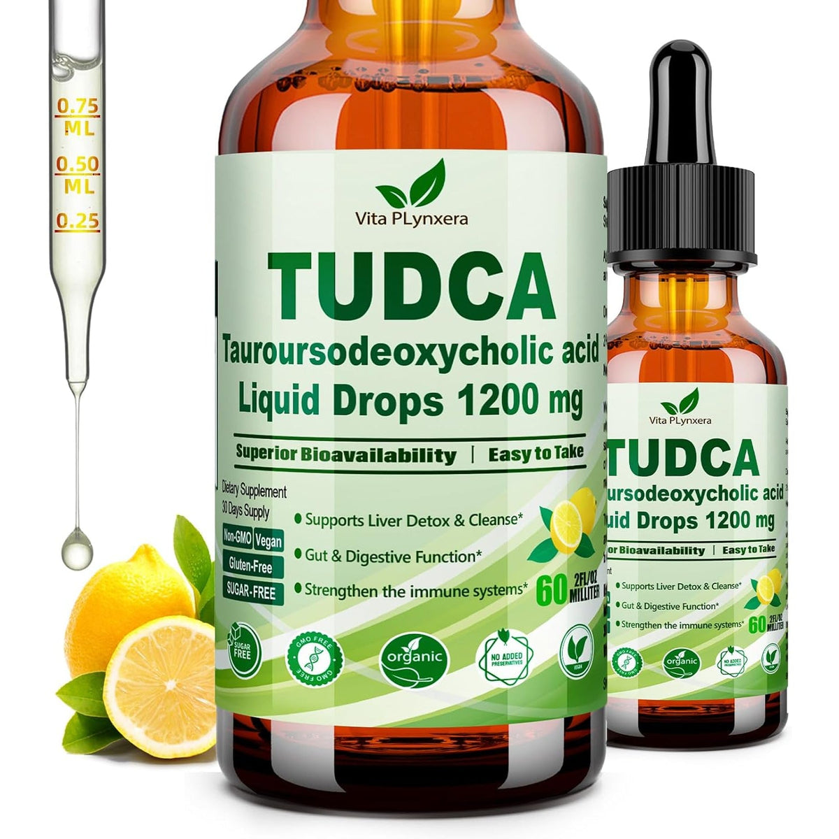 Pure TUDCA Bile Salts Liquid Drops 1200Mg (Tauroursodeoxycholic Acid) Premium Liver Support, Bile Flow & Gallbladder Cleanse Supplement丨High Absorption Liquid | Non-Gmo | 3Rd Party Tested | 2 Fl Oz