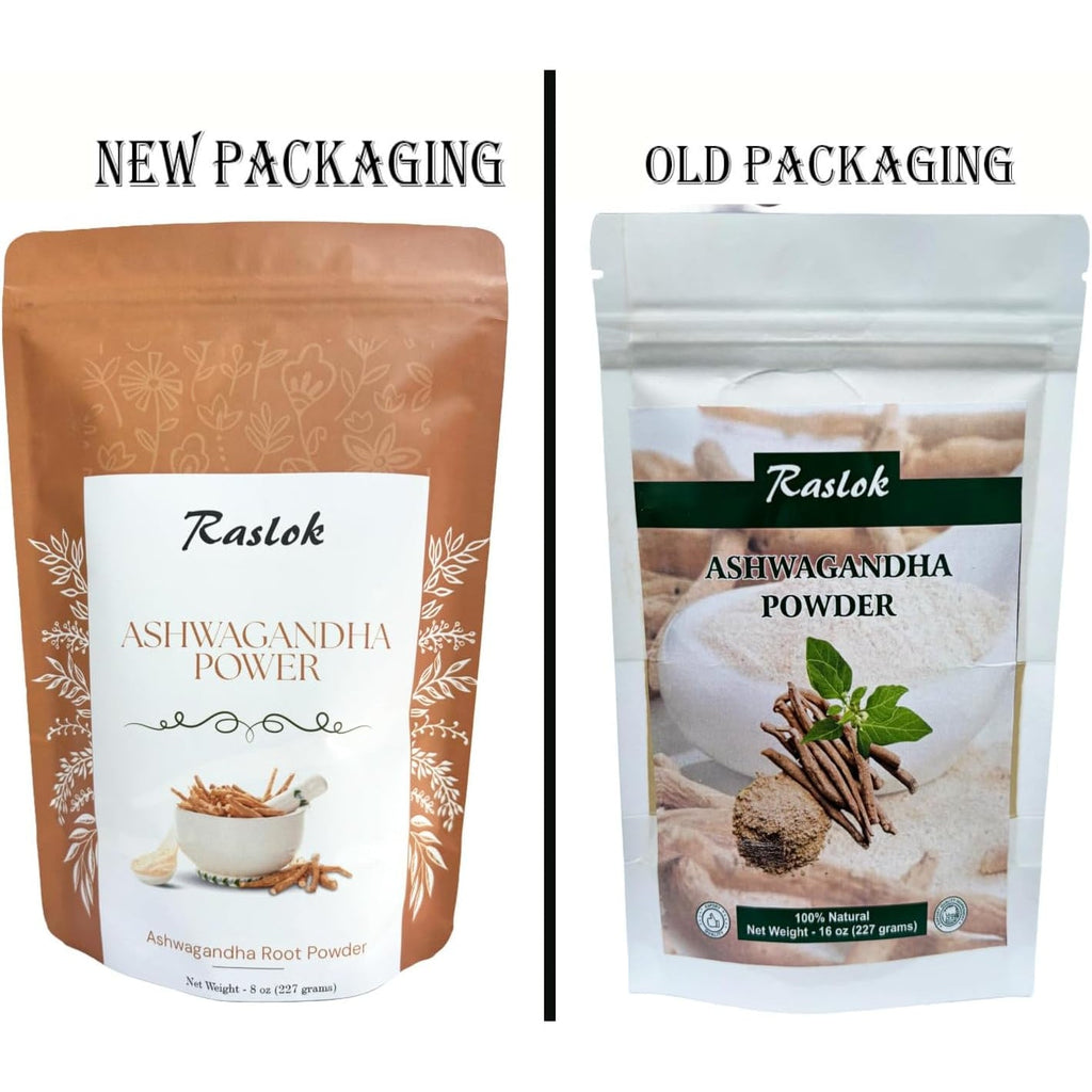 Raslok Ashwagandha Root Powder| Finest Grade a Root Powder - Withania Somnifera | Non-Gmo, Vegan & Raw from India (8 Oz)