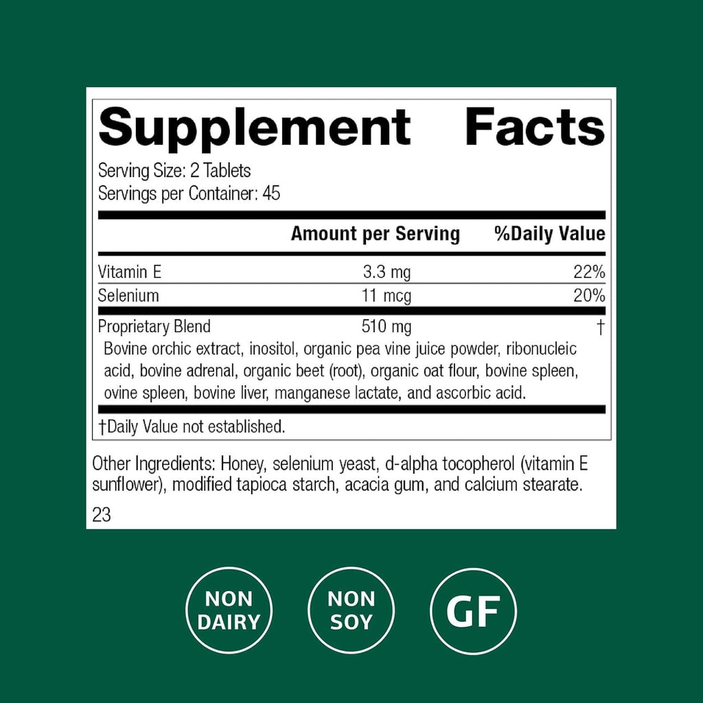 Standard Process Cataplex E - Thyroid Health Support with Antioxidant Vitamin E & Selenium - Endocrine Gland Health Support - Gluten-Free, Non-Dairy & Non-Soy - 90 Tablets (45 Servings)