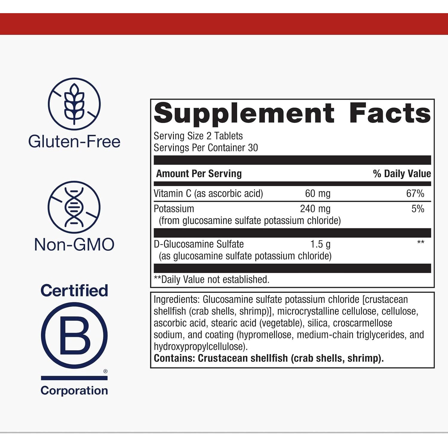 Metagenics Glucosamine Sulfate - Joint Health & Mobility Support* - 1500 Mg Glucosamine Sulfate per Serving - Supports Cartilage Integrity & Flexibility* - Non‑Gmo, Gluten‑Free - 90 Tablets