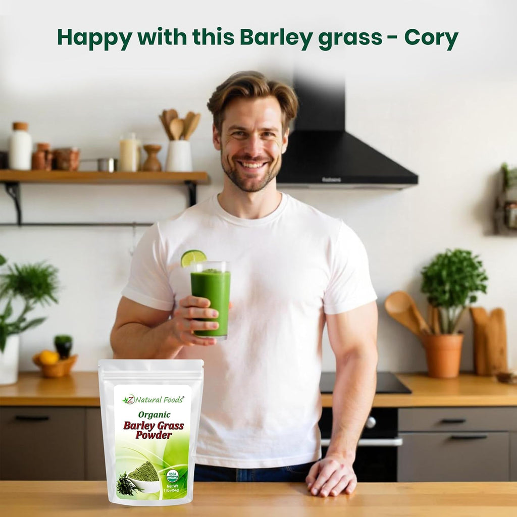 Z Natural Foods Organic Barley Grass Powder - USDA Organic Whole Food Green Blend for Energy Boost, Detox & Ph Balance with Amino Acids, Minerals - Antioxidant Mix for Juice, Water, Smoothies, 1 Lb