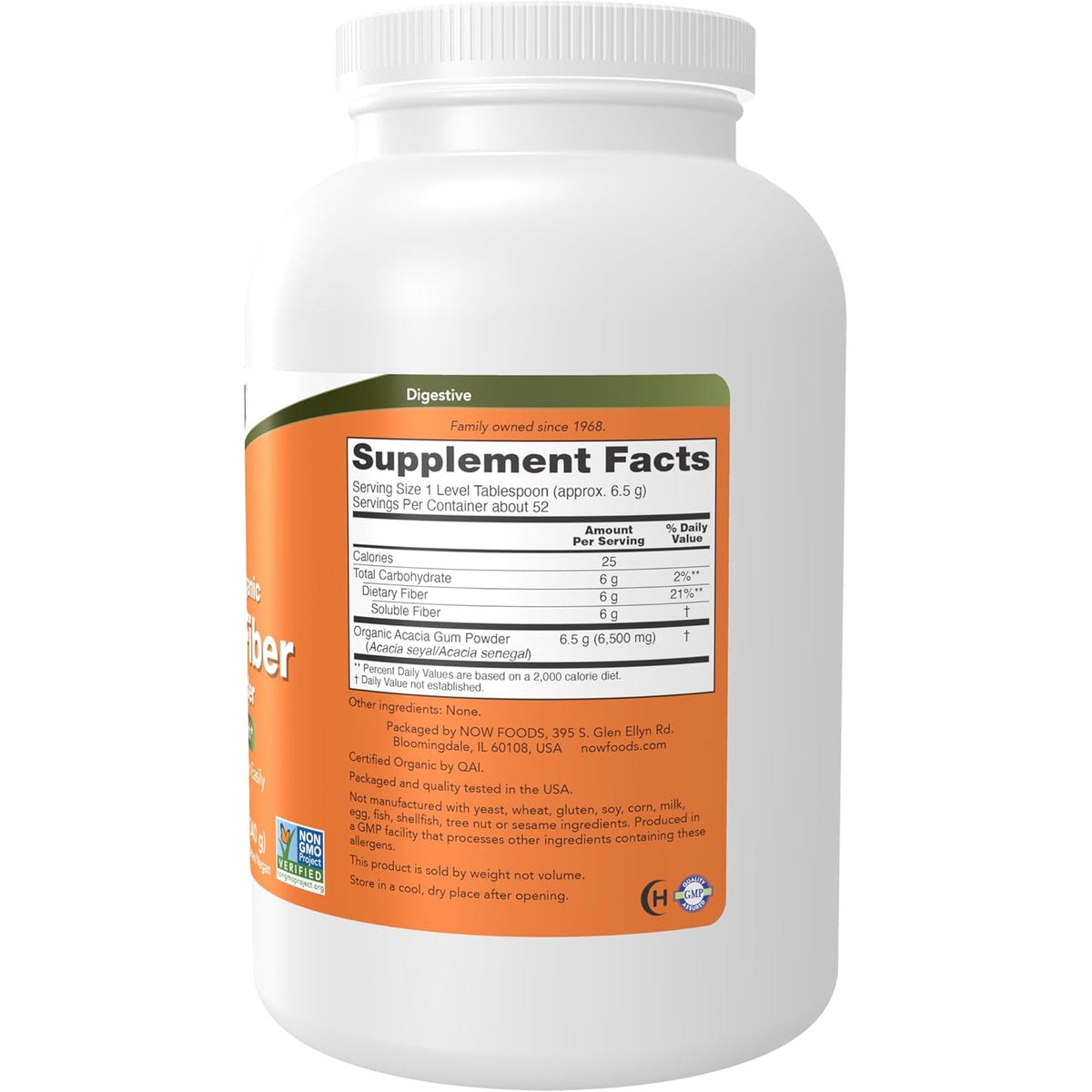 NOW Foods Supplements, Acacia Pure Powder, Certified Organic, Highly Soluble, Mixes Easily, Intestinal Health*, 12-Ounce
