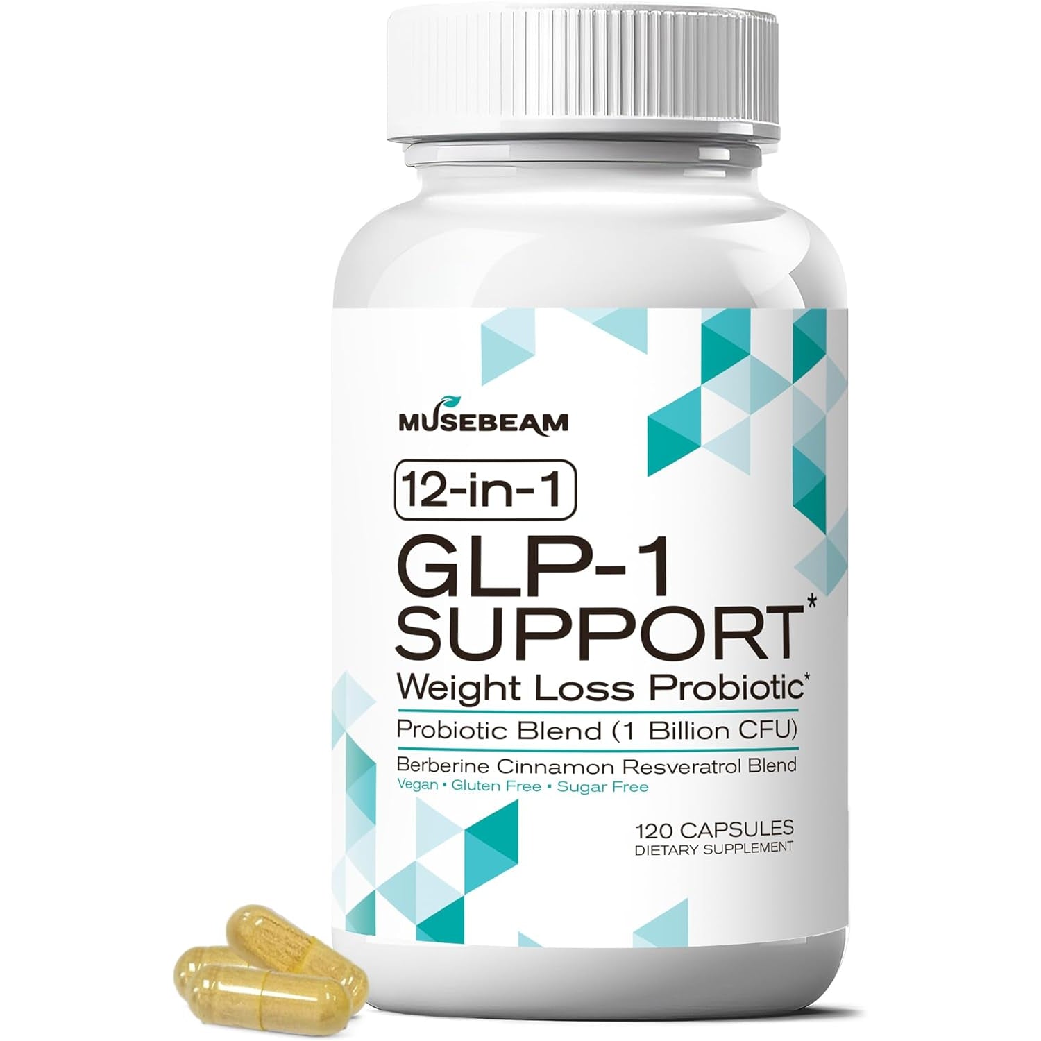Musebeam GLP-1 Support Probiotic Weight Loss Supplement - Women Men GLP1 Support with Berberine - Appetite Suppressant Hunger Control Metabolism Fat Burn & Gut Health Support