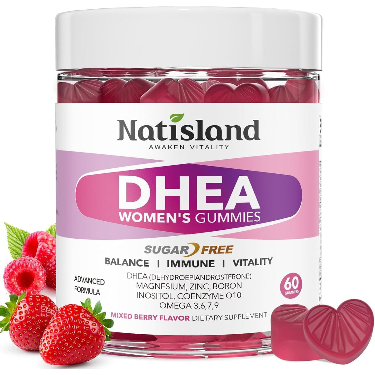 DHEA Supplement for Women, DHEA 50Mg with Omega-3, Magnesium & Antioxidant Blend, Supports Hormone Balance, Healthy Aging, Immunity & Energy, DHEA 25 Mg per Gummy, Non-Gmo, Sugar Free, 60Ct