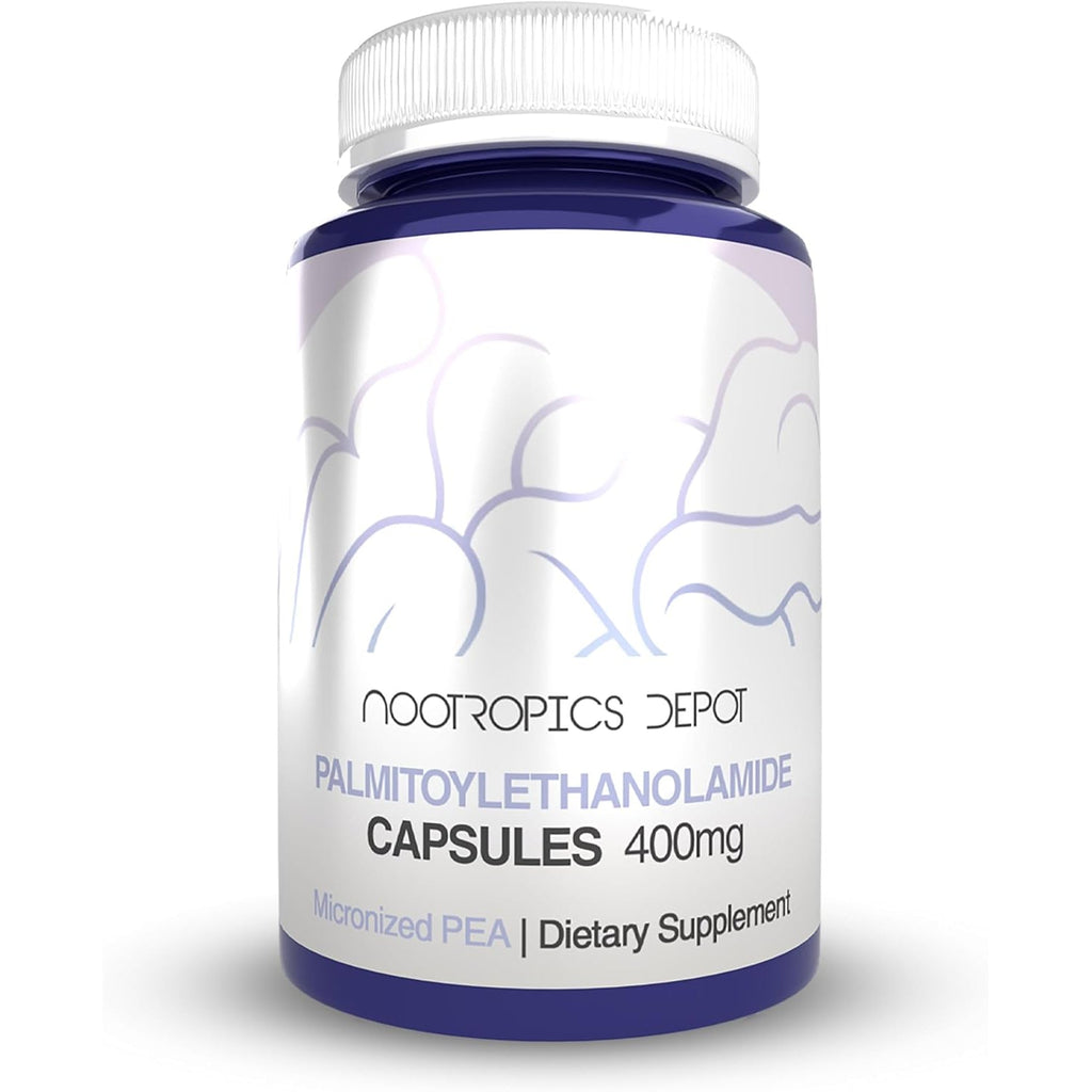 Nootropics Depot Palmitoylethanolamide Capsules | Pea | 400Mg Pills | 180 Count | Provides Discomfort Support | Promotes Healthy Joint Function