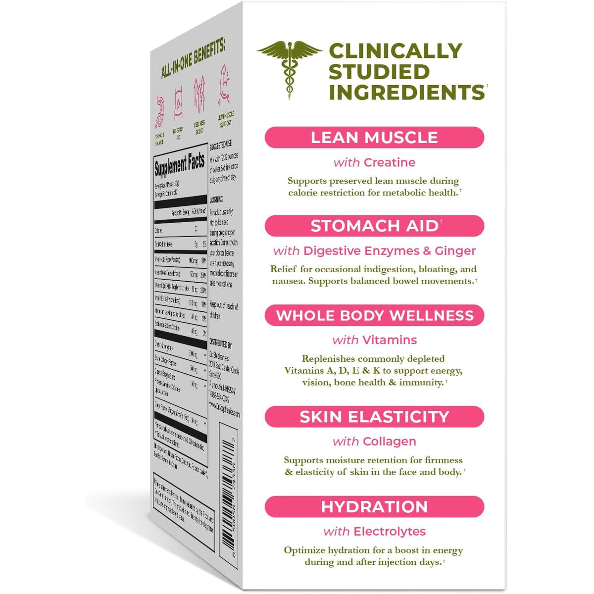 Dr. Stephanie'S GLP-1 Buddy Pair with GLP-1 Boosters for Best Results - Digestive Support, Preserve Lean Muscle, Replenish Vitamins - Strawberry Watermelon Drink Mix