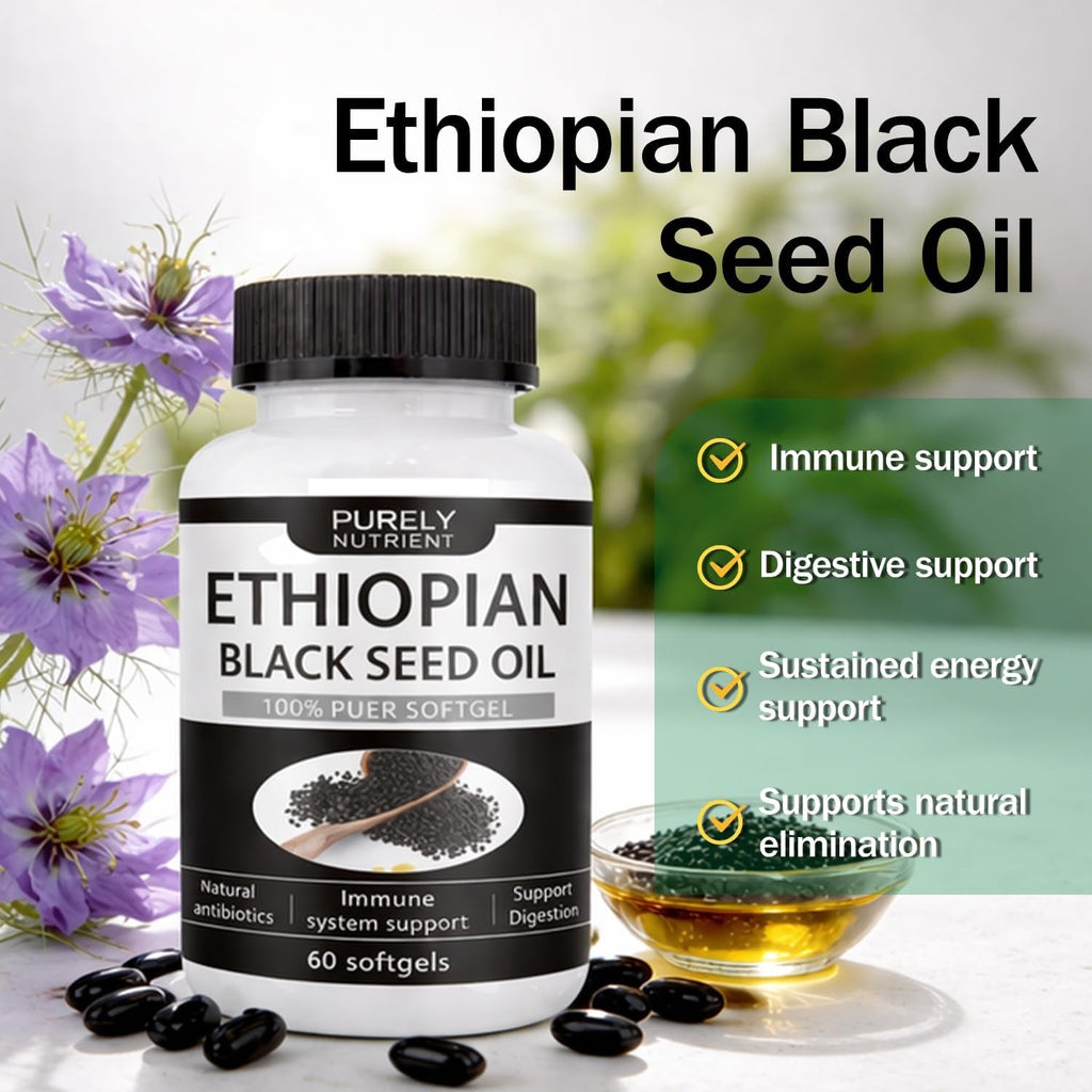 Purely Nutrient Ethiopian Black Seed Oil,Non-Gmo, Gluten-Free,60 Count