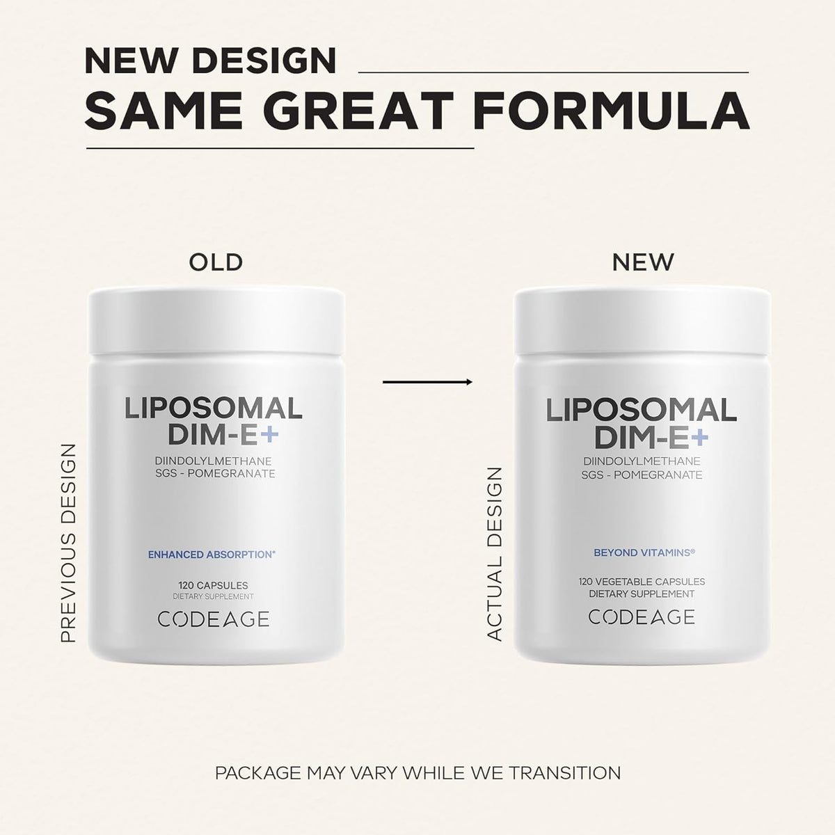 Codeage Liposomal DIM Supplement - 4 Months Supply of DIM Vitamins and SGS, Pomegranate, Broccoli, Vitamin E Isomers Tocopherols Alpha Beta Gamma Delta - Liposomal Formula - Gluten-Free - 120 Capsules