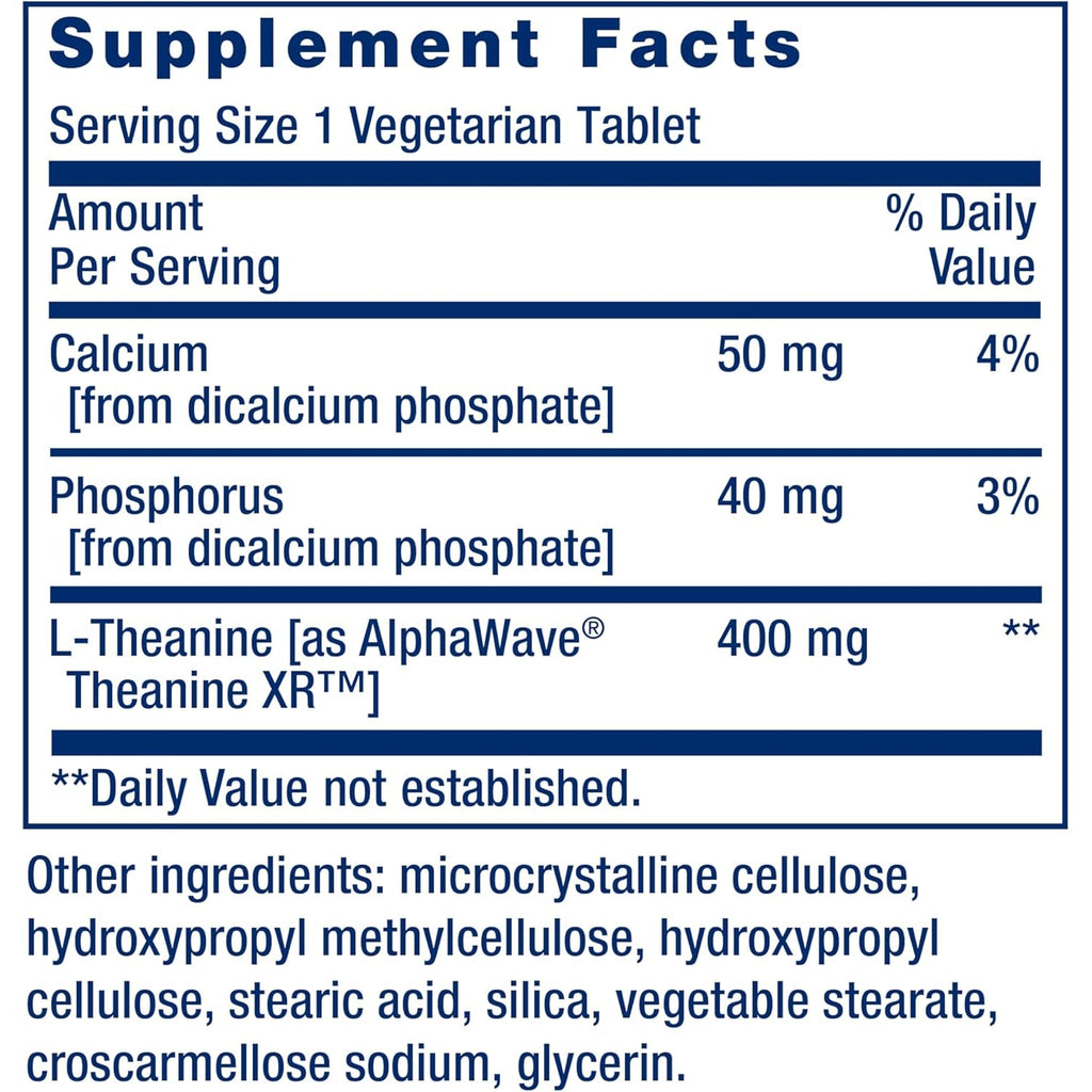 Life Extension Theanine XR™ Stress Relief – L-Theanine – Promotes a Calm Response to Daytime Stress – Non-Gmo, Gluten-Free, Vegetarian – 30 Tablets