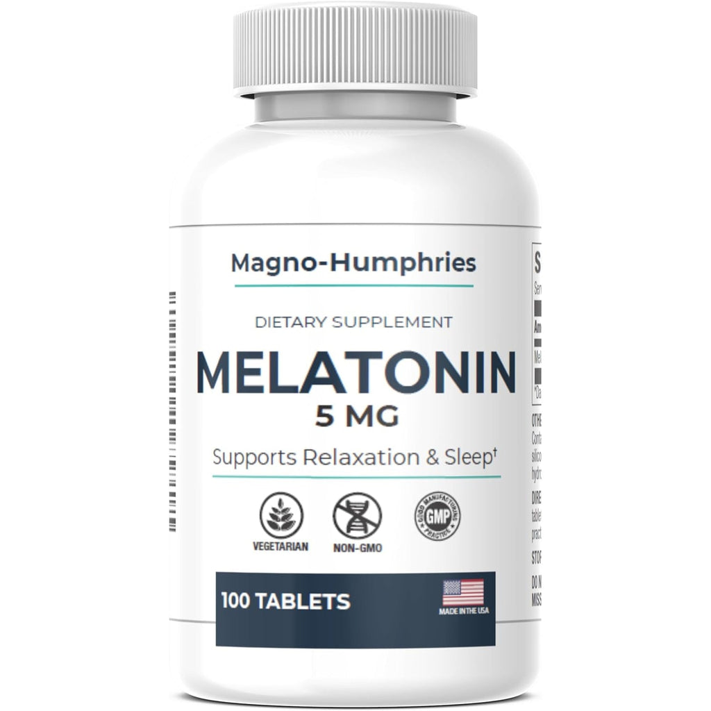 Melatonin 5 Mg - 100 Tablets | Sleep Support | Non-Habit Forming | Vegetarian | 5 Mg per Tablet | Dietary Supplement | GMP Manufactured in USA | 100 Day Supply
