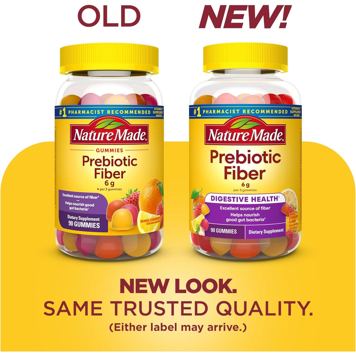 Nature Made Prebiotic Fiber Gummies for Adults and Kids, Fiber Supplement for Digestive System Support, 90 Gummies