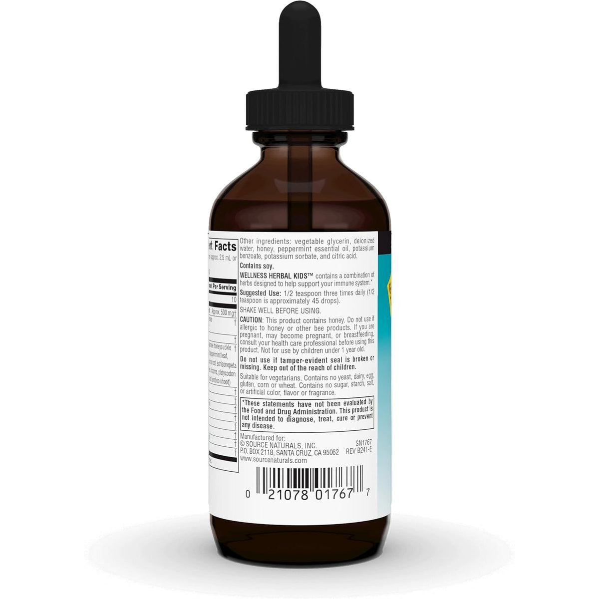 Source Naturals Wellness Herbal Kids Liquid Formula - for Immune System Support - 4 Fluid Oz