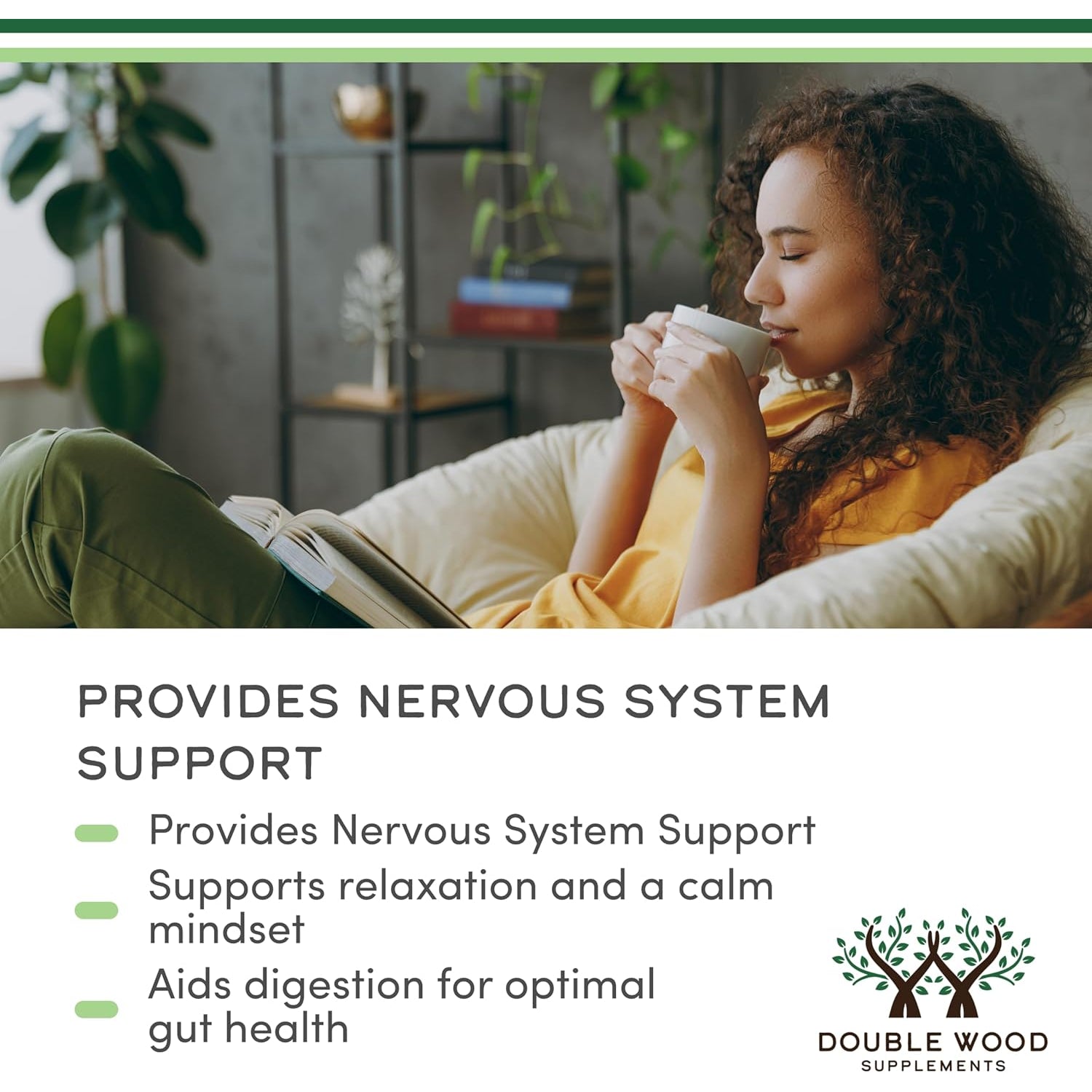 Double Wood Supplements Organic Lemon Balm Tincture - for Digestion & Relaxation 590Mg - 2FL OZ, 120 Servings (Better Absorbed than Capsules, Great for Lemon Balm Tea)