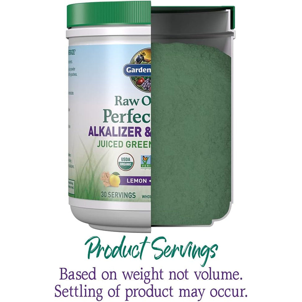 Garden of Life Raw Organic Perfect Food Alkalizer and Detoxifier, Lemon Ginger Flavored Superfood Powder Supplement, 30 Servings