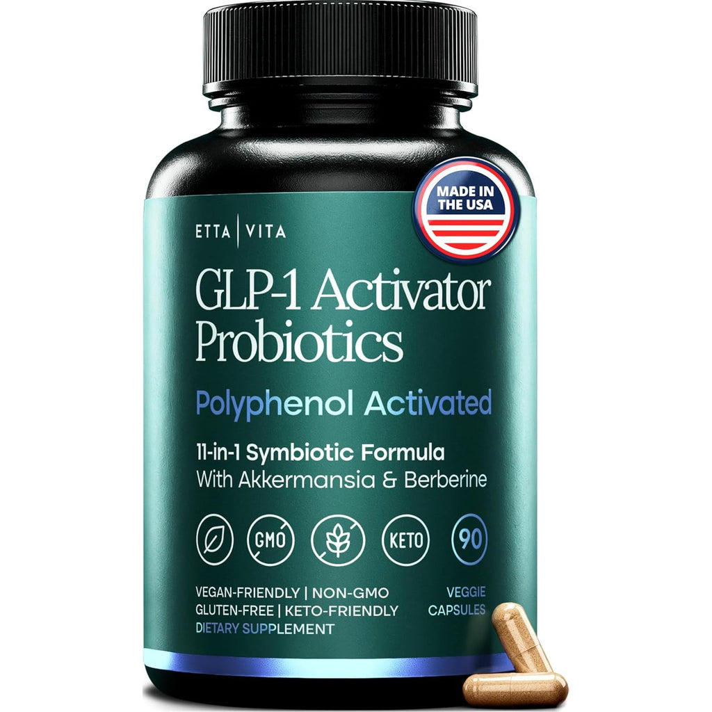 GLP-1 Activator Probiotic Supplement for Weight Loss, Gut Health, Energy & Metabolic Support – Akkermansia, Berberine, Gymnema, Resveratrol, EGCG & Hops – Appetite Control for Women & Men – 90Capsules