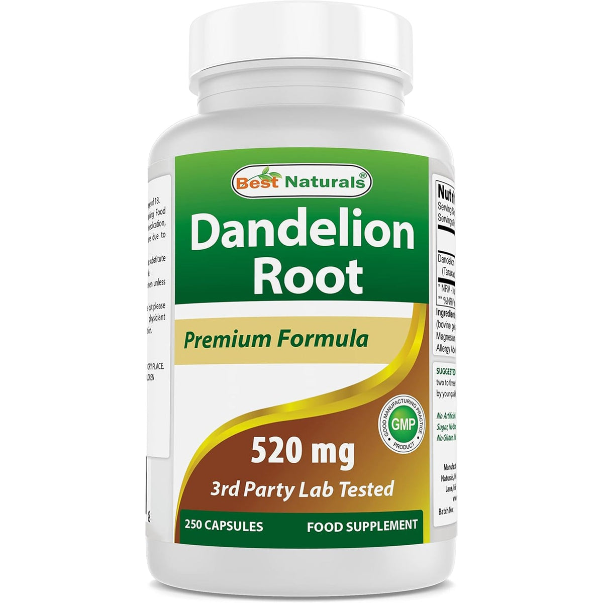 Best Naturals Dandelion Root 520 Mg 250 Capsules