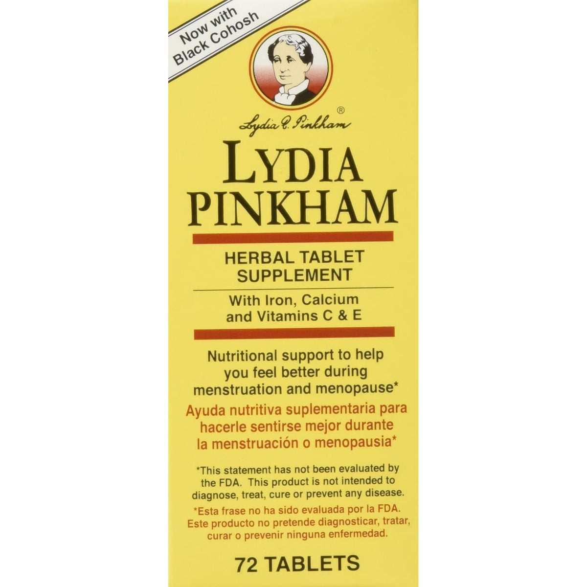 Lydia Pinkham Herbal Supplement Tablets for Menstruation and Menopause Support, 72 Count