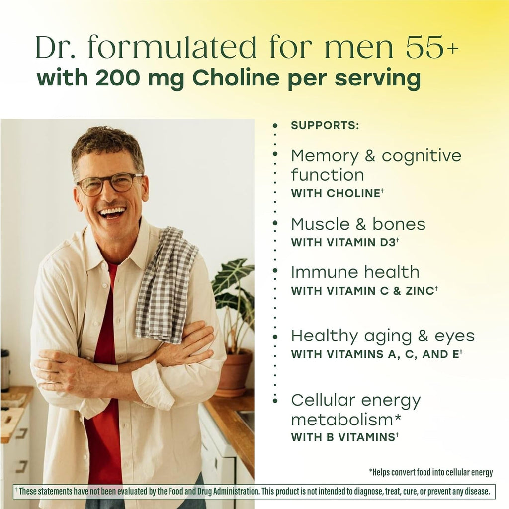 Megafood Advanced Multivitamin for Men 55+, Mens Multivitamins 50 Plus, Methylated B12, Methyl Folate, Choline, Vitamin D, Brain & Muscle Health, Immune Support, Vegetarian - 120 Tablets (60 Servings)