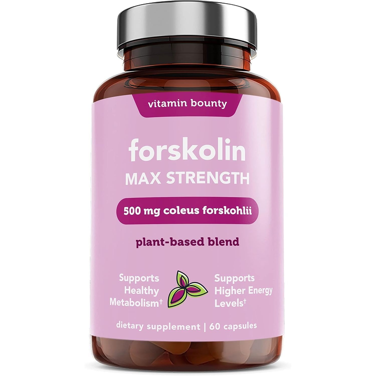Vitamin Bounty Forskolin Maximum Strength for Weight Loss - Natural Coleus Forskohlii Root Extract Supplement - 20% Standardized Forskolin Powder - Weight Management Support - 60 Capsules