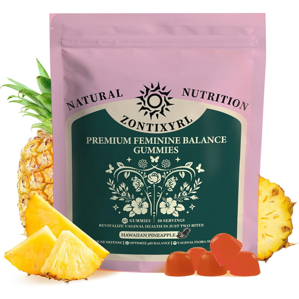 Premium Feminine Balance Gummies Women - Pineapple Gummies for Women Ph Probiotic and Immune Support Vegan Gluten Free 60 Gummies 30 Servings