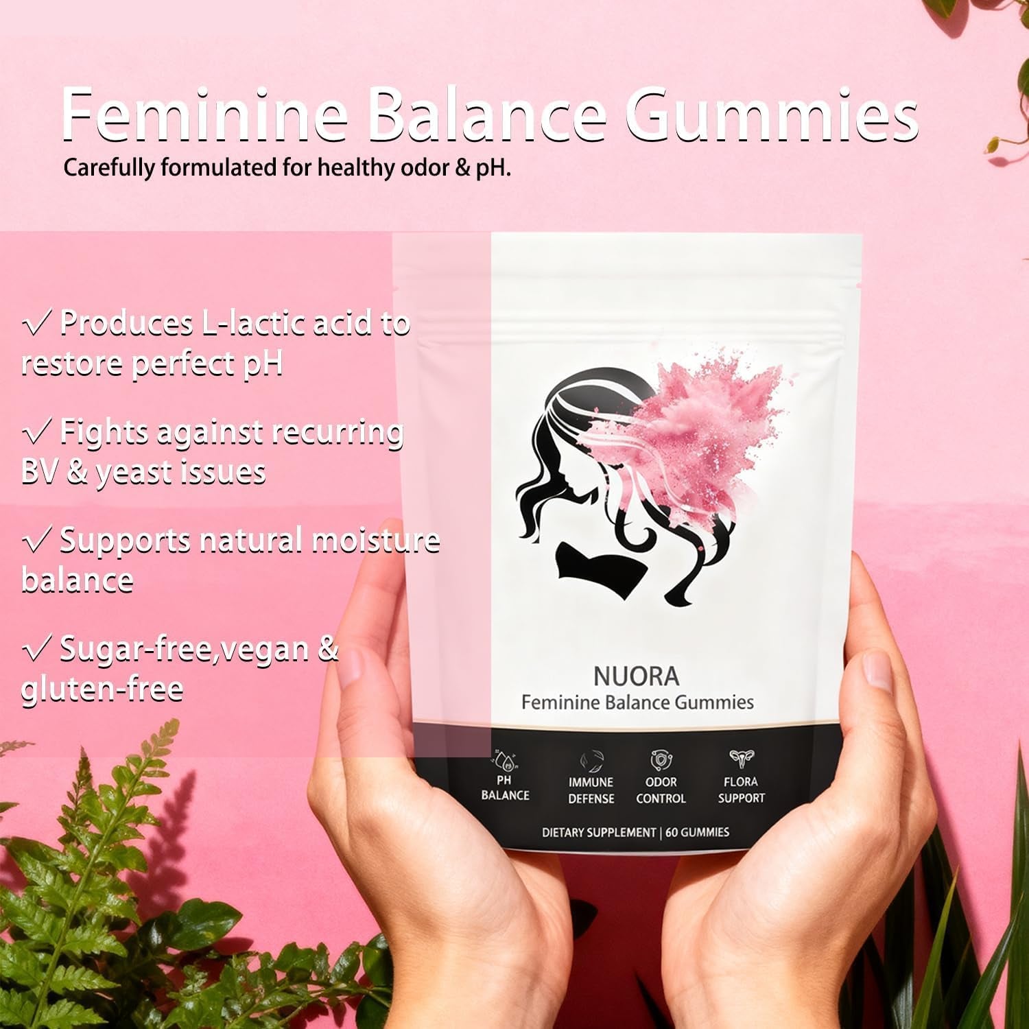 Feminine Balance Gummies, Vegan Hawaiian Pineapple, Ph Balance, Healthy Odor, Flora and Immune Support, Vaginal Health Support, 60 Count