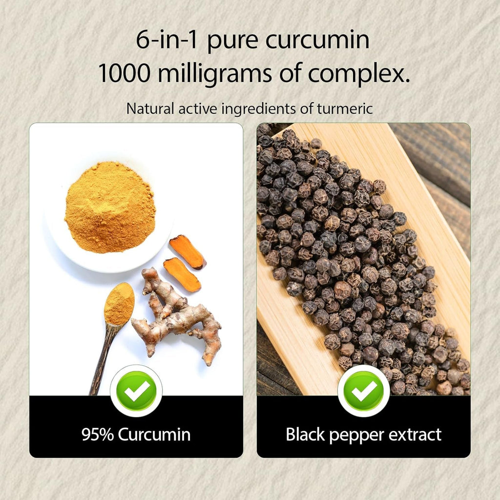 NIVELLE Turmeric Curcumin | Pure Turmeric Curcumin Supplement 1000Mg | 95% Curcuminoids with Bee Propolis, Ginger, MCT Oil, Fat Soluble Vitamin C, & Black Pepper | 120 Capsules (1)
