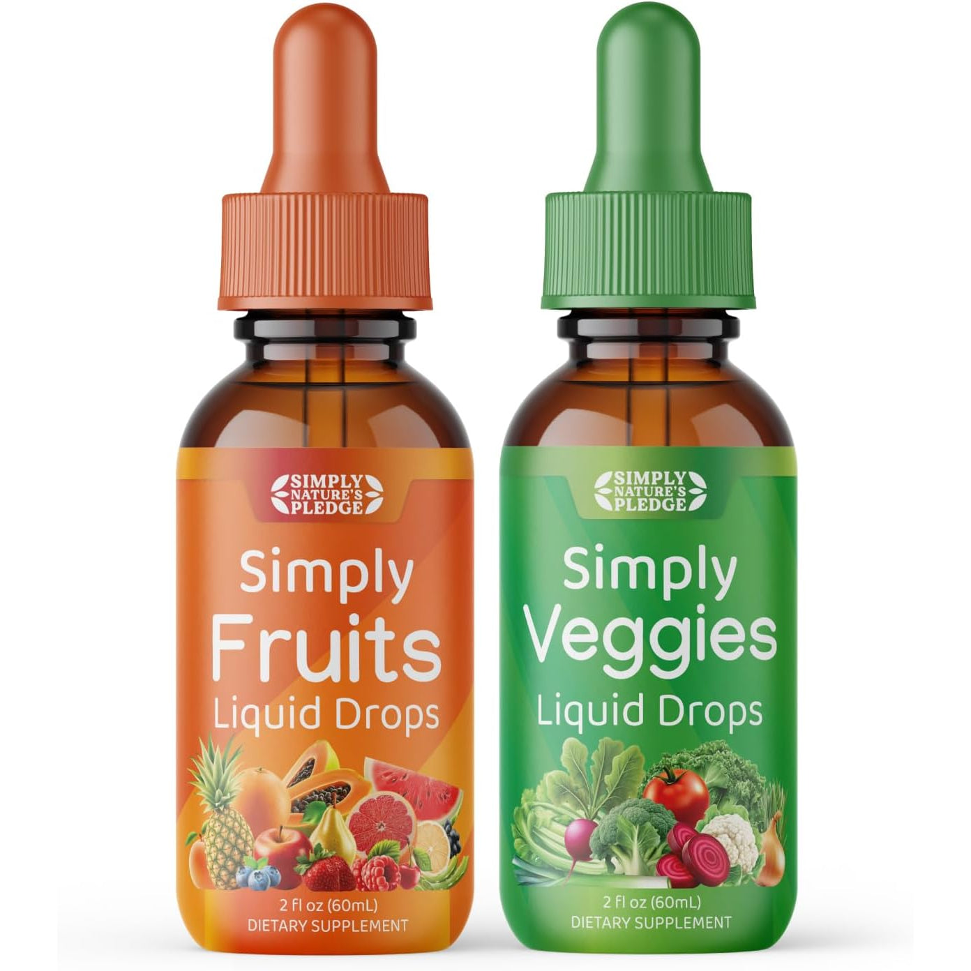 Simply Nature'S Pledge - Fruit and Vegetable Supplements - Liquid Drops - Made with Whole Food Superfoods, Packed Vitamins & Minerals - Soy Free - Made in the USA