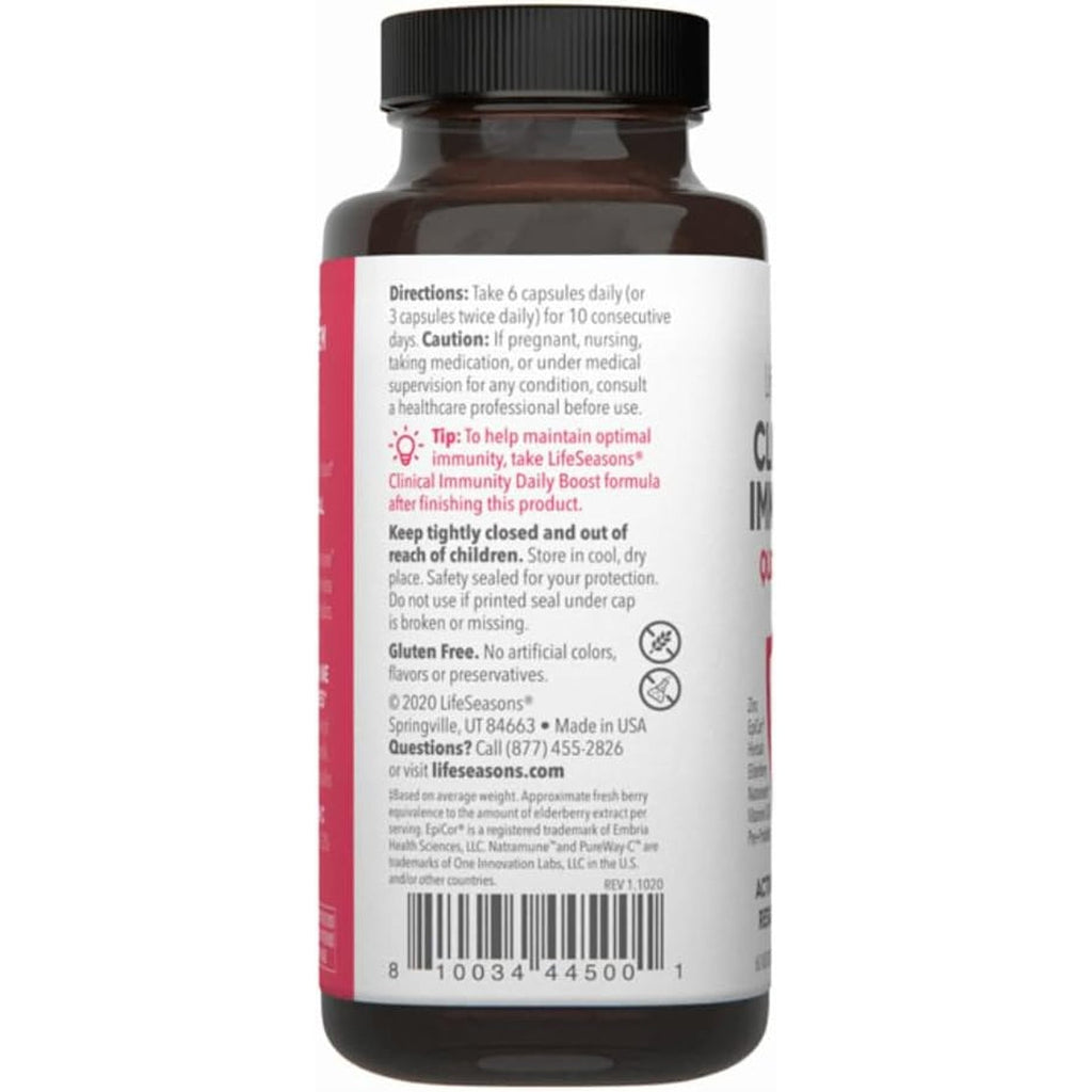Clinical Immunity - Quick-Start - Immune System Support - Rapid Immunity Response - Boosts Antibodies, B + T + NK Cells, Neutrophils & Macrophagens - Black Elderberry & Pre + Probiotics - 60 Capsules