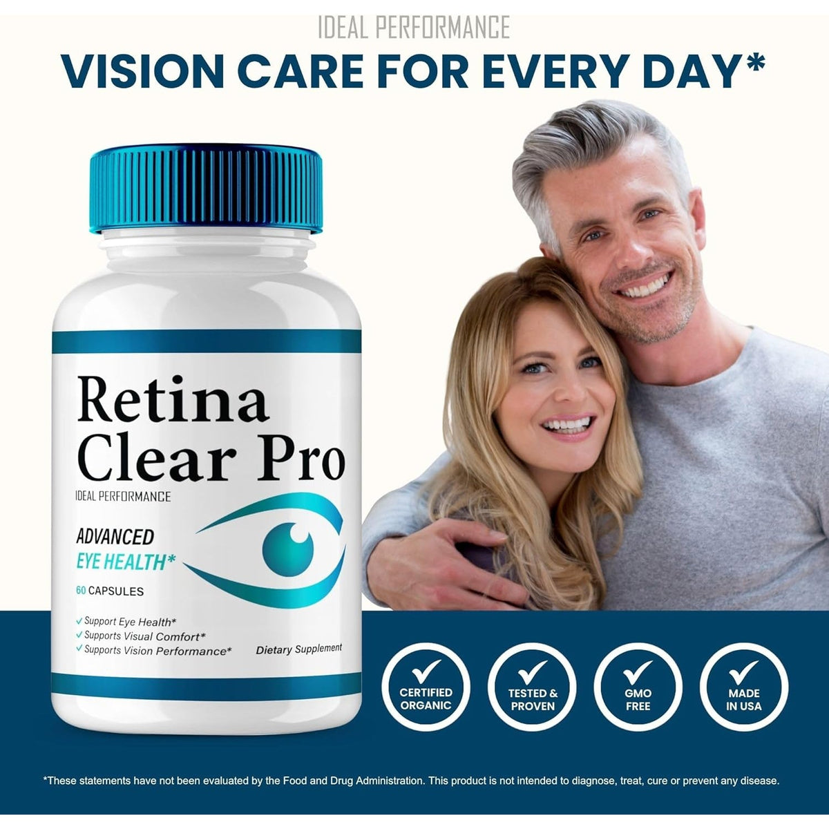 Retina Clear Eye Supplement - Retina Clear for Eyes Capsules - Maximum Strength, Advanced Formula All Natural Visual Wellness, Retinaclear Pro Reviews (60 Capsules)