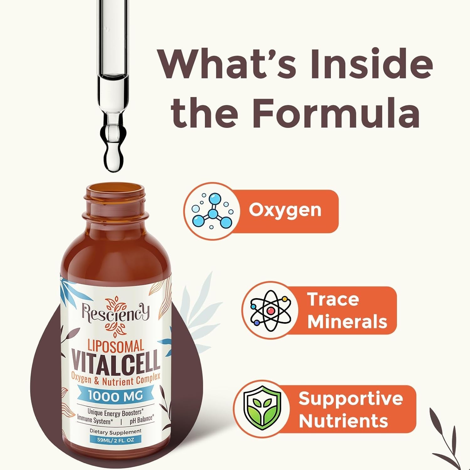 13-In-1 Liquid Oxygen Boost & Nutrient Supplement, Liposomal Optimized-Delivery Blend with Trace Minerals, Amino Acids, Coq10, B Vitamins & Fulvic Acid, Daily Wellness Liquid Oxygen Drops, 2 Fl Oz