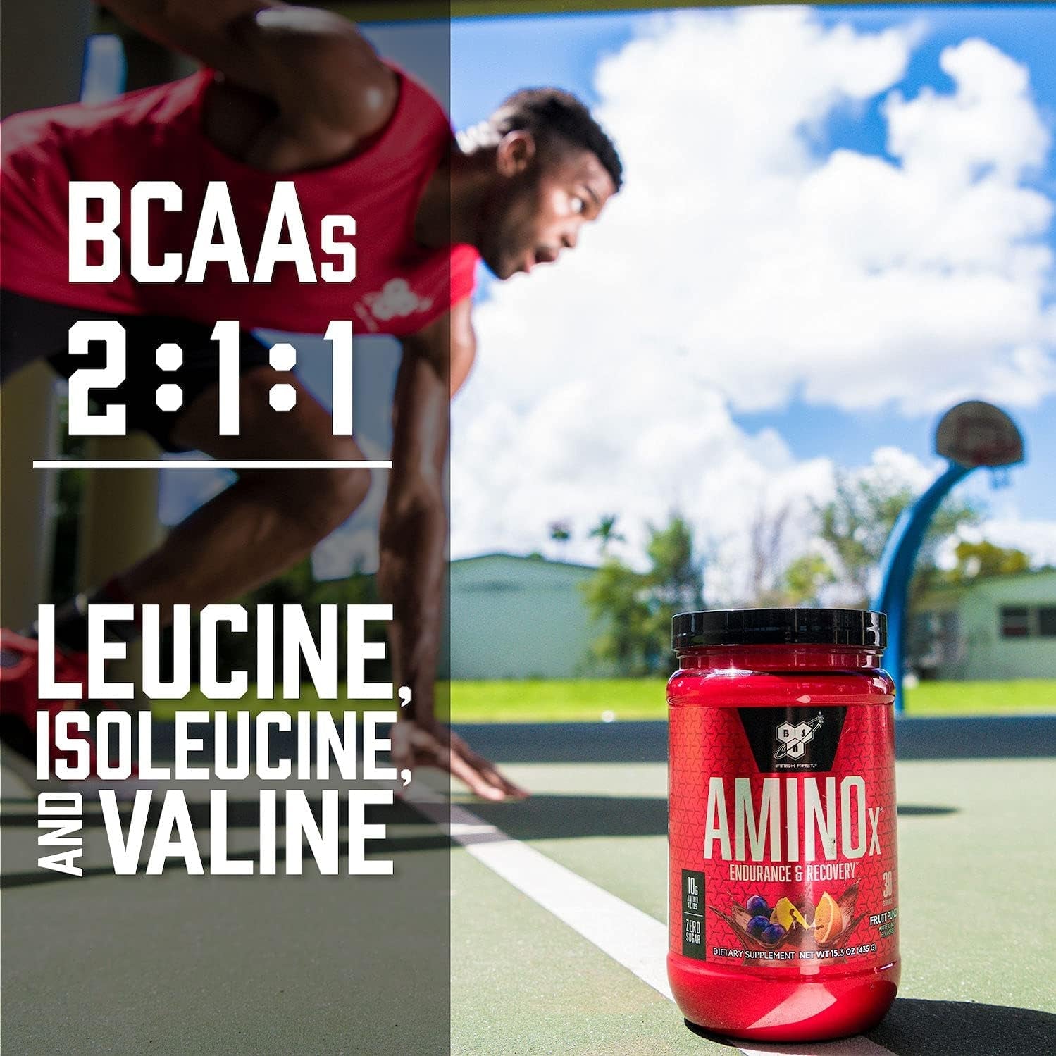 BSN Amino X Muscle Recovery & Endurance Powder, Bcaas, 10 Grams of Amino Acids, Keto Friendly, Caffeine-Free, Support Endurance, Zero Sugar, Fruit Punch, 30 Servings, 15.34 Ounce (Packaging May Vary)