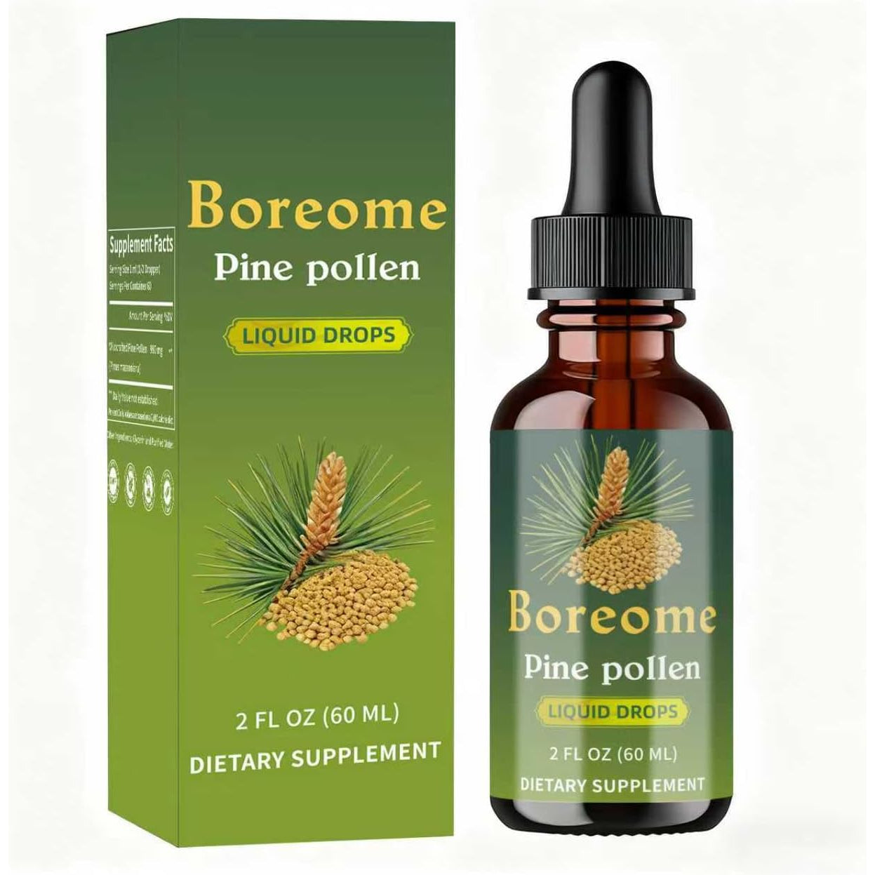 Pine Pollen Tincture - Pine Pollen Powder Liquid Drops for Men & Women - Vegan, Sugar & Alcohol-Free Supplement - 2 Fl Oz