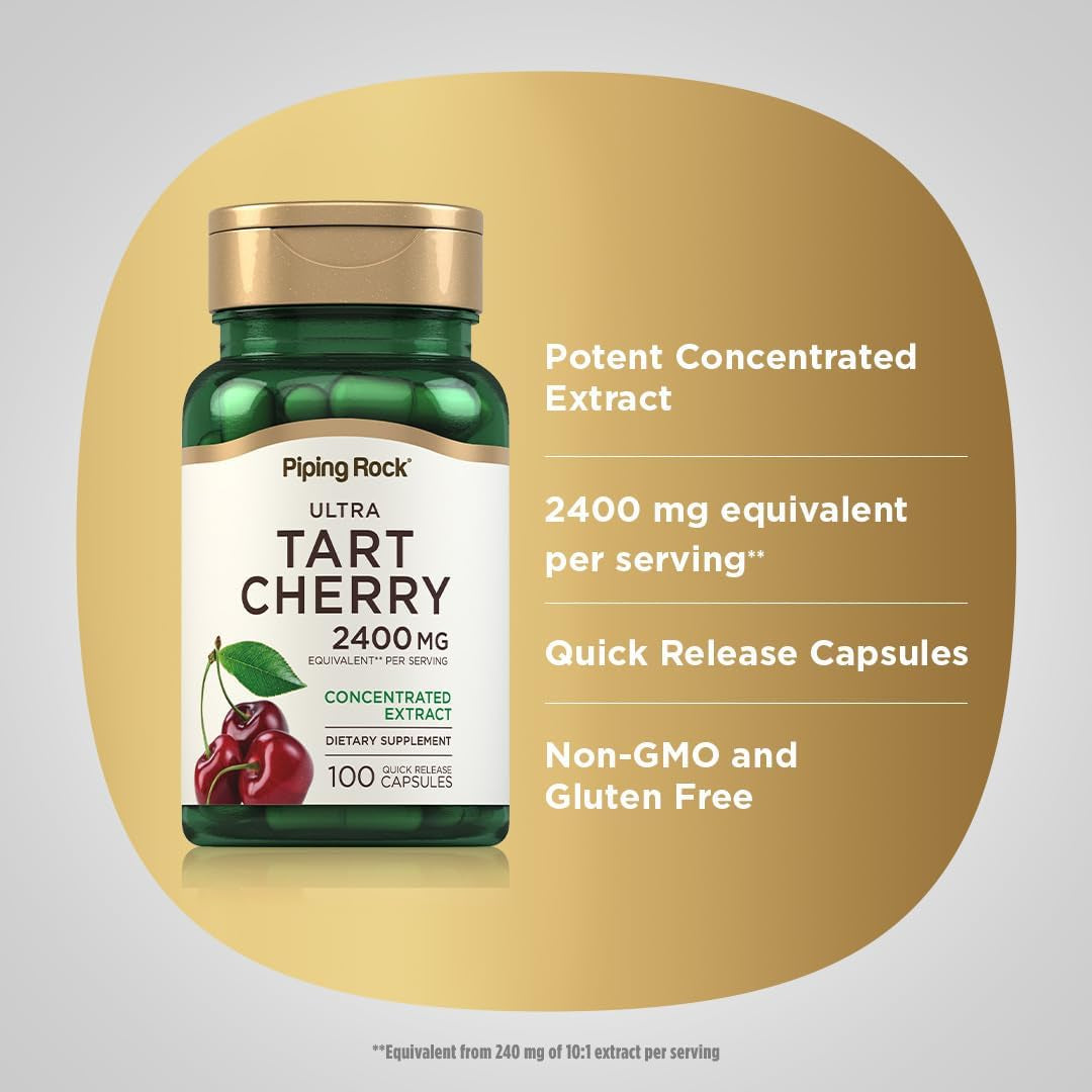 Piping Rock Tart Cherry Capsules | 100 Count | Concentrated Extract | Non-Gmo, Gluten Free Supplement