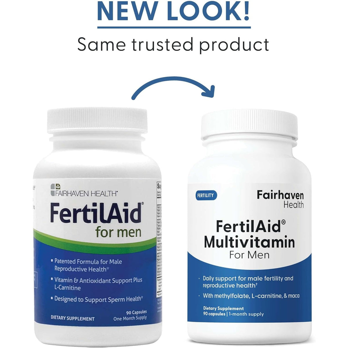 Fairhaven Health Fertilaid for Men | Male Fertility Supplement for Count and Motility | Pre-Conception Support with L-Carnitine, Coq10, Maca and Zinc | 90 Capsules | 1 Month Supply