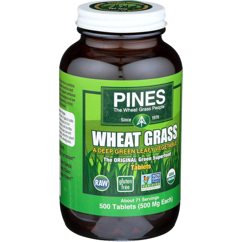 Pines Organic Wheat Grass, 500 Count Tablets