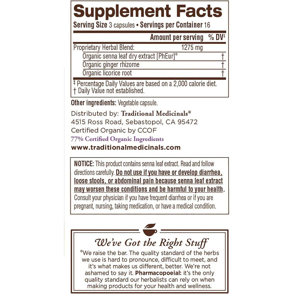Traditional Medicinals - Smooth Move Senna, 50 Capsules