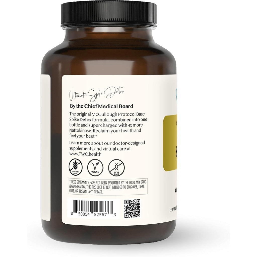 The Wellness Company Ultimate Spike Detox – Dr. Mccullough Designed - 3-In-1 Nattokinase, Turmeric, & Bromelain Extra Strength | 120Ct (1 Month Supply)