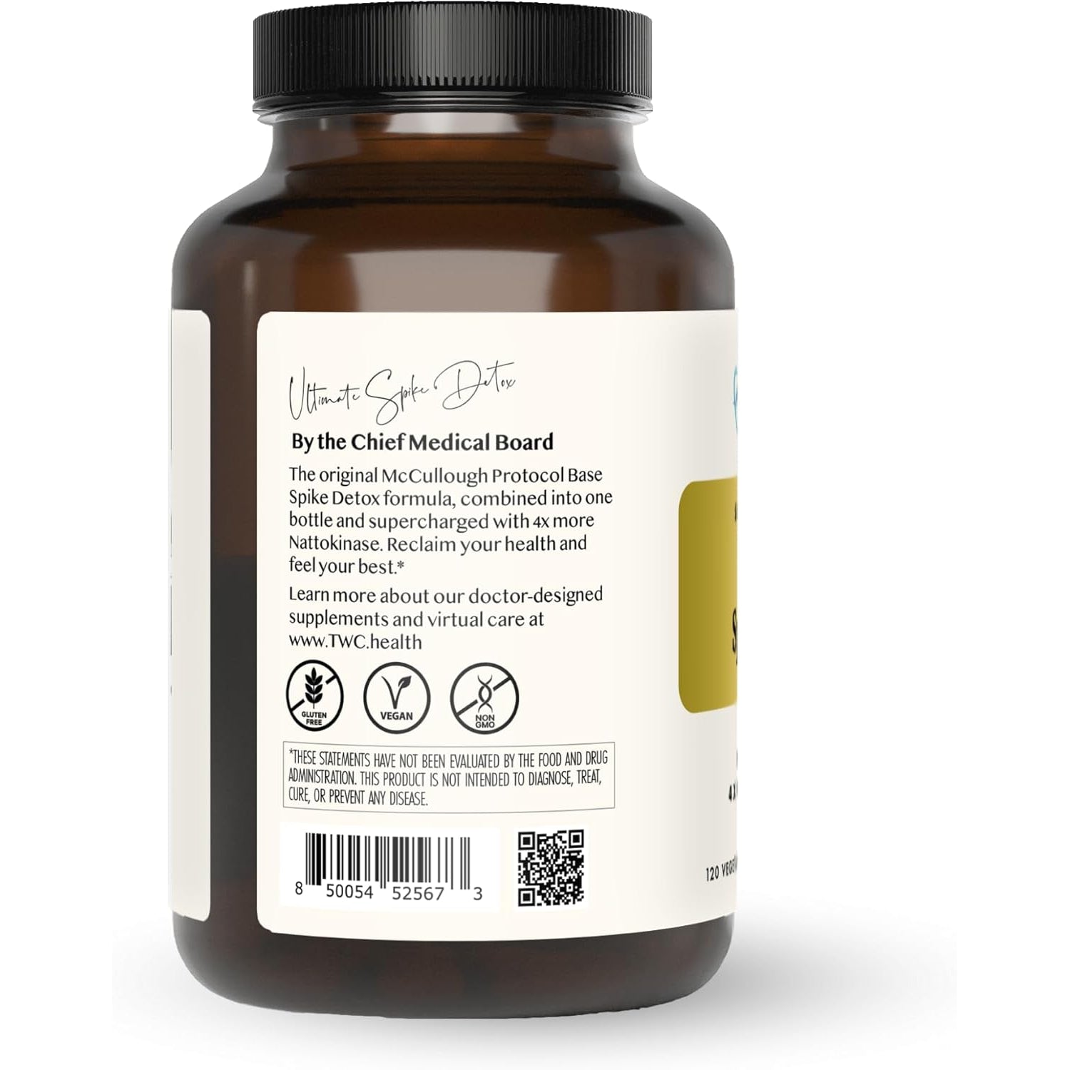 The Wellness Company Ultimate Spike Detox – Dr. Mccullough Designed - 3-In-1 Nattokinase, Turmeric, & Bromelain Extra Strength | 120Ct (1 Month Supply)