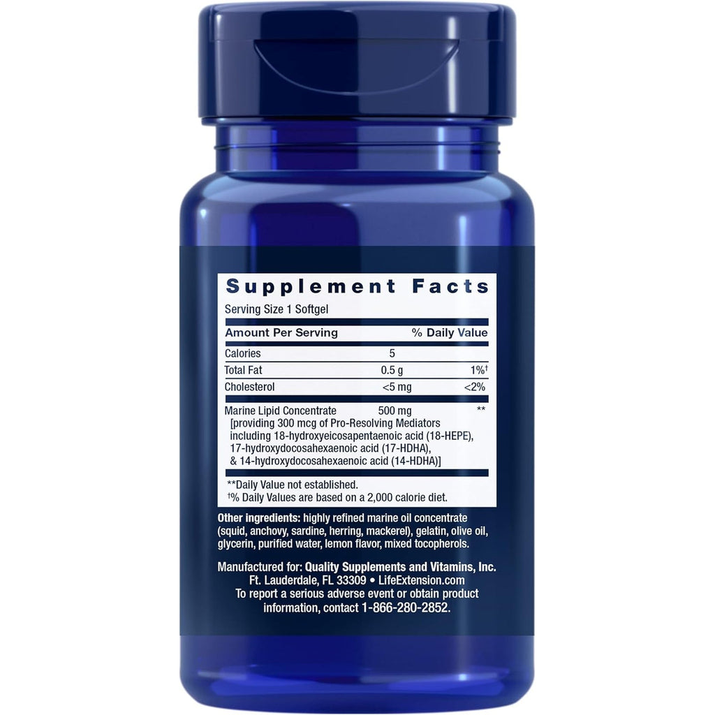 Life Extension Pro-Resolving Mediators, 18-HEPE, 17-HDHA, 14-HDHA, Supports the Body’S Natural Post-Inflammatory Response, Gluten Free, Non-Gmo, 30 Softgels