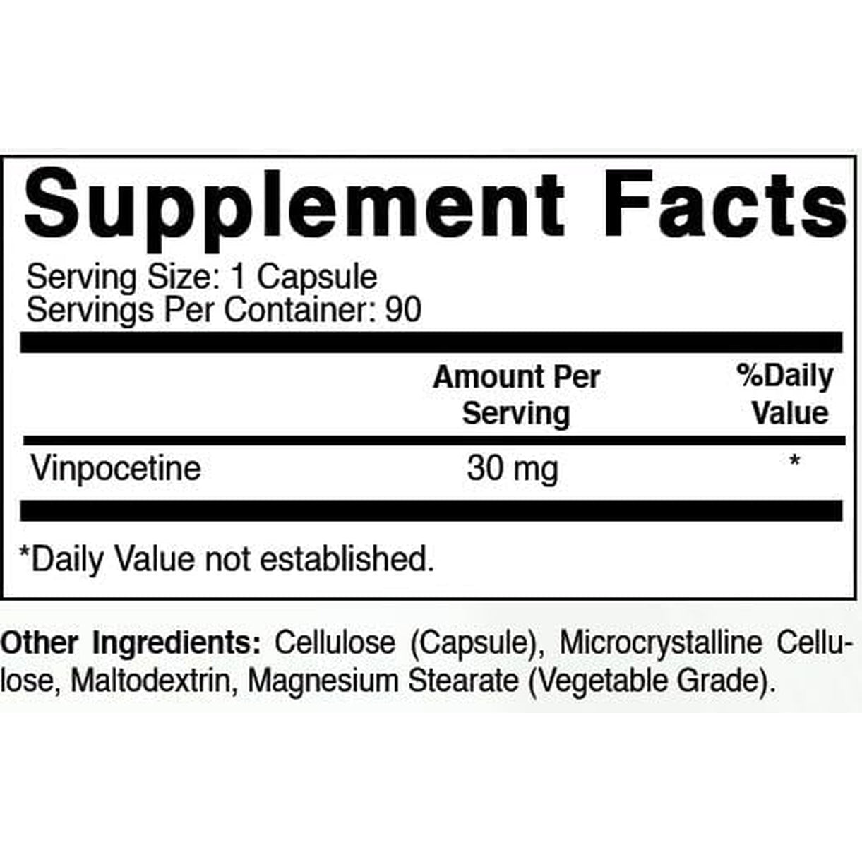 Best Naturals Vinpocetine 30 Mg, 90 Capsules, Cognitive Health - Non-Gmo, Gluten Free