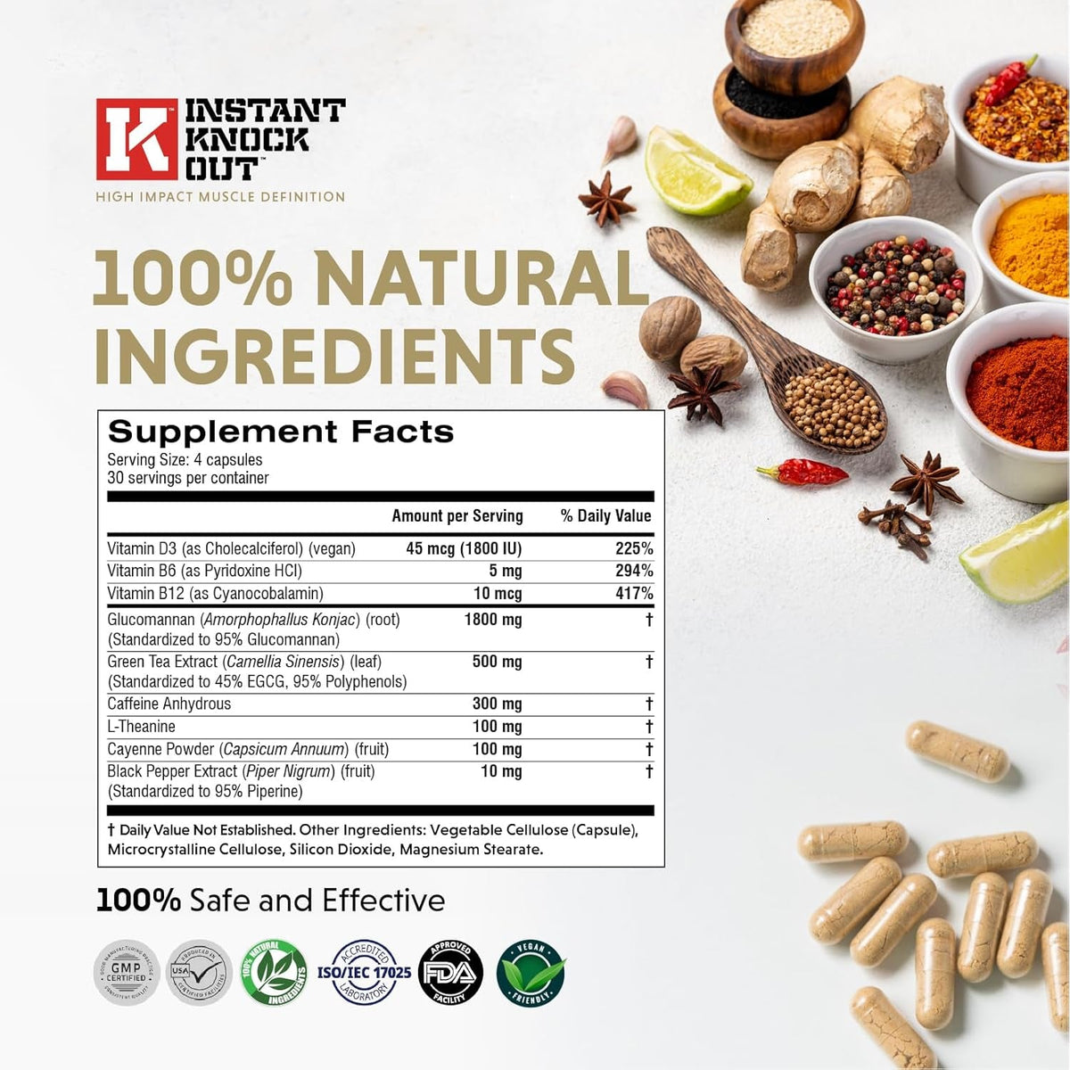 Instant Knockout - Fat Burner Weight Loss Shredding Formula - All Natural Ingredients