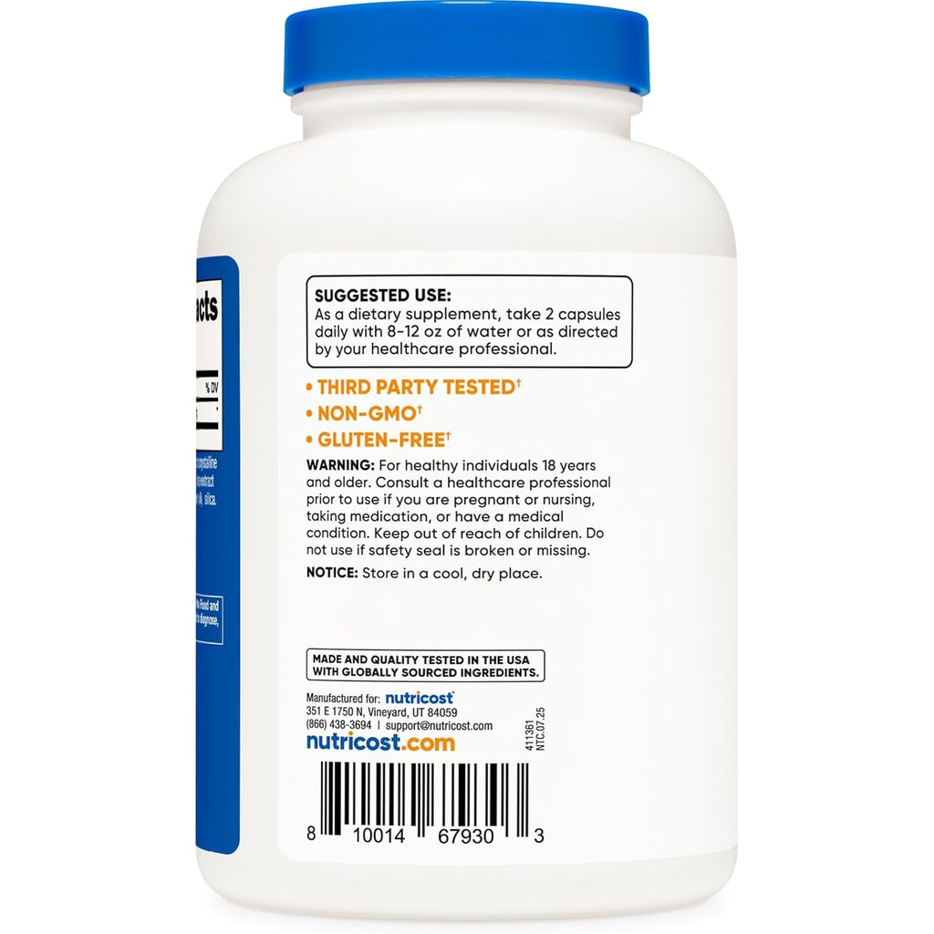Nutricost L-Carnitine Tartrate 1,000Mg, 240 Capsules - 500Mg per Capsule, 120 Servings
